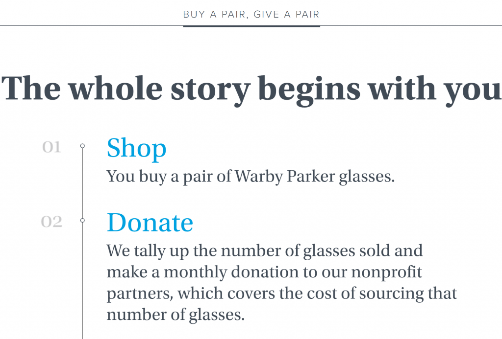 Warby Parker matches your purchase with a donation. Warby Parker matches your purchase with a donation.
